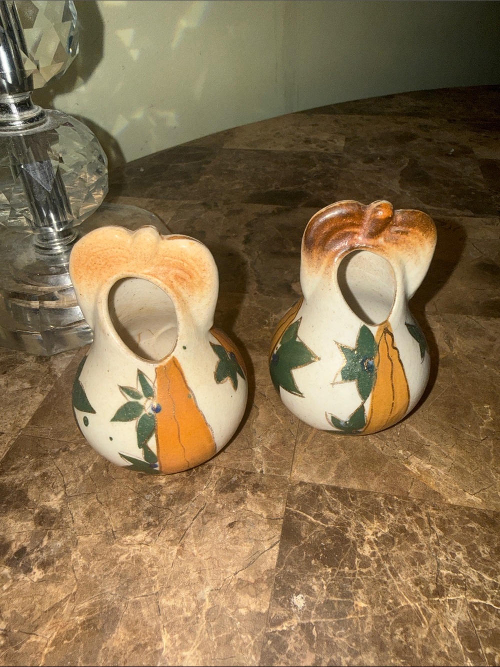 Vintage Occupied Japan Hand Painted Ceramic Mini Bud Vases Pair - Rare Post-WWII